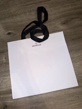 Moncler White Gift Bag with Black Ribbon Handles